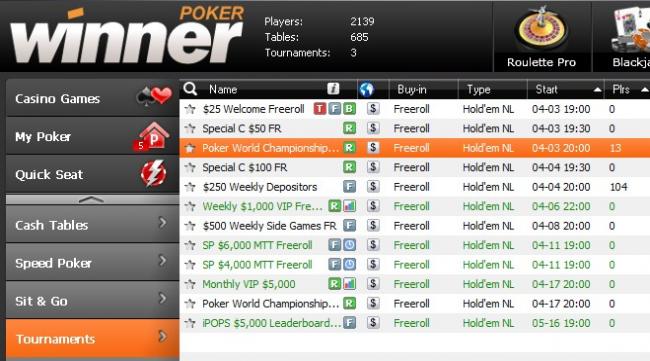 $100 Freeroll on Winner Poker for you !